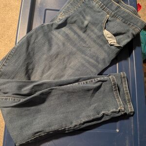 Blue Straight Cut Denim Jeans with Faded Look